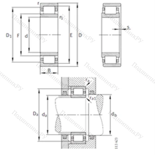 Подшипник роликовый радиальный NU 19/710-M 1