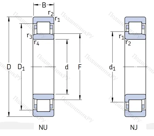 Роликовый цилиндрический подшипник NJ 2311 ECP/C 3 от производителя  SKF