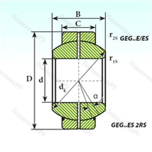 Подшипник скольжения сферический GEG 110 ES от производителя  ISB