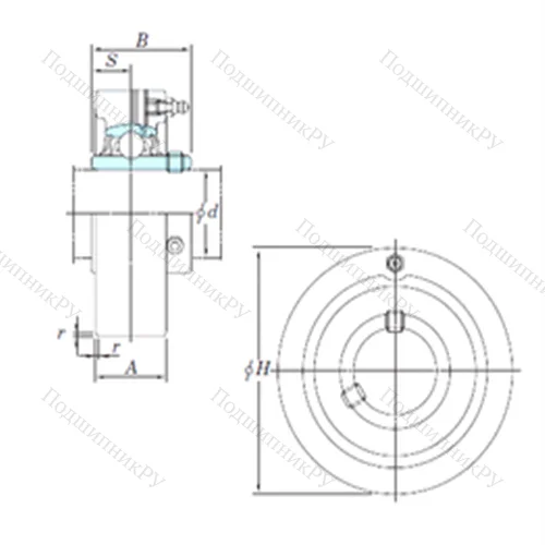 Подшипниковый узел шариковый радиальный UCC 208-25