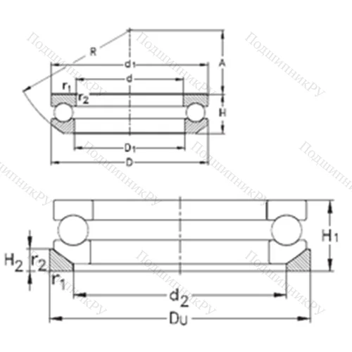 Подшипник шариковый упорный 53214+U 214