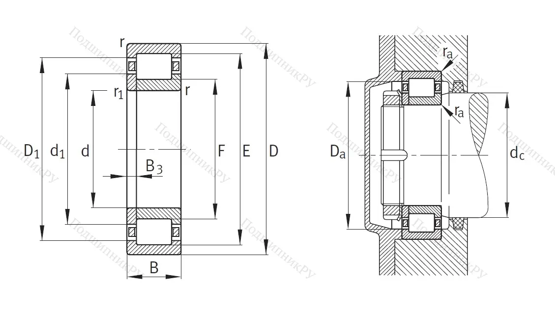 Роликовый цилиндрический подшипник NUP 2219 ETVP 2
