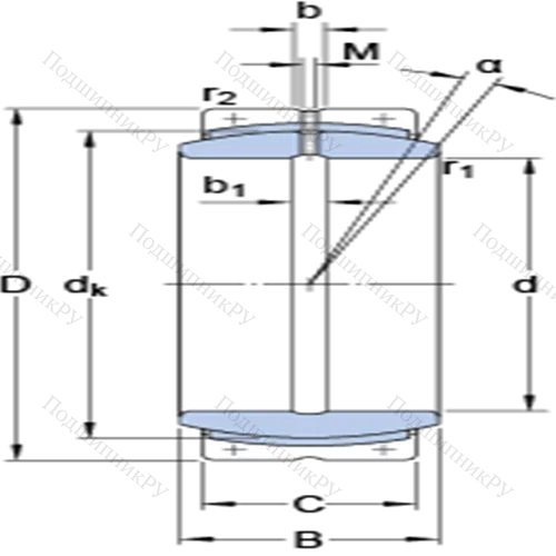 Радиальные сферические подшипники скольжения с контактными поверхностями сталь/сталь, требующие техобслуживания GEC 630 FBAS