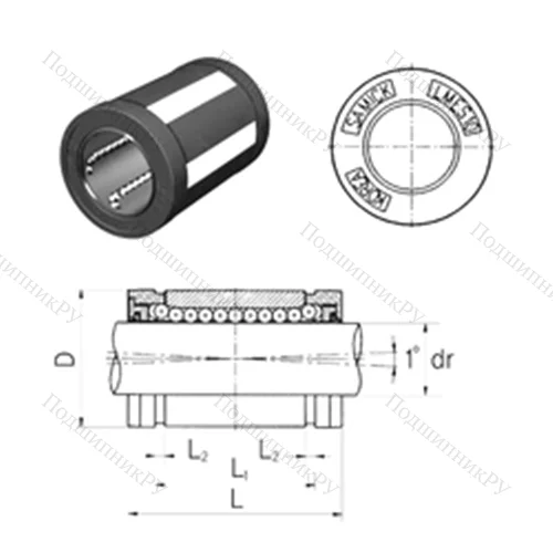 Подшипник шариковый линейный LMES 12UU от производителя  Samick