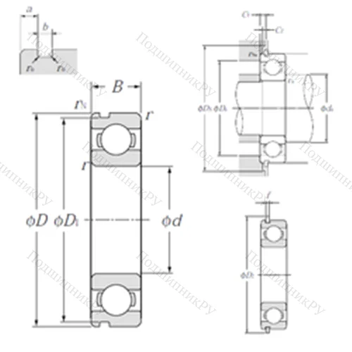 Подшипник шариковый радиальный 6814NR от производителя  NTN Подшипник шариковый радиальный 6814NR от производителя  NTN