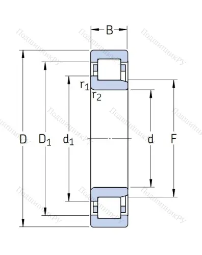 Роликовый цилиндрический подшипник NJ 214 ECP от производителя  SKF