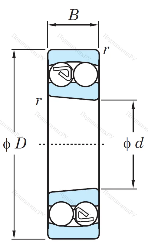Двухрядный шариковый подшипник 2208 K