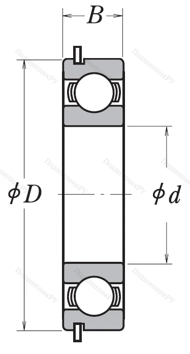 Однорядный шариковый подшипник 6210 DDU NR