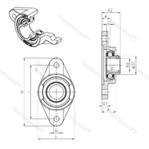 Подшипниковый узел шариковый радиальный USFL 211