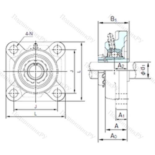 Подшипниковый узел шариковый радиальный UKF 316+H 2316