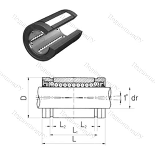 Подшипник шариковый линейный LMES 12UUOP от производителя  Samick