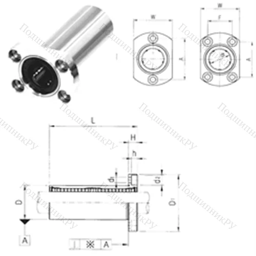 Подшипник шариковый линейный LMH 6L от производителя  Samick