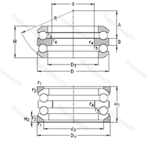 Подшипник шариковый упорный 54407+U 407