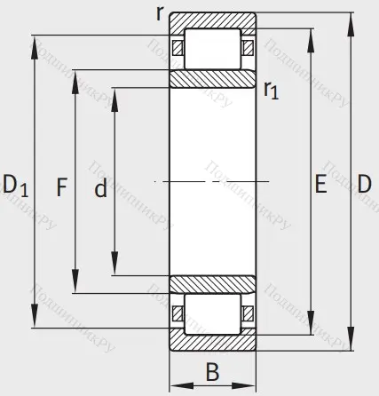 Роликовый цилиндрический подшипник NU 2206 E XL TVP 2