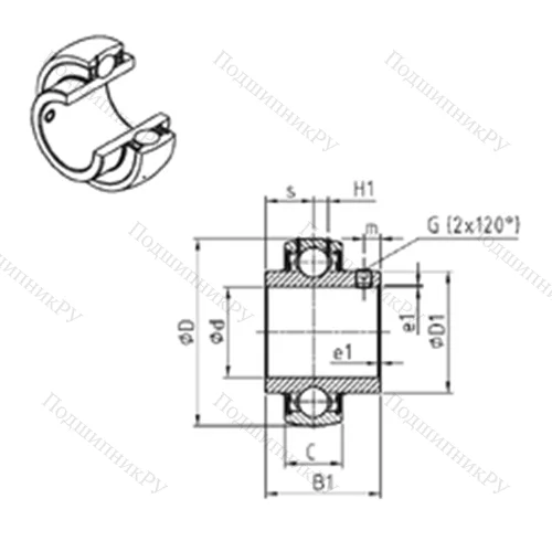 Подшипник шариковый радиальный UC 319 от производителя  SNR Подшипник шариковый радиальный UC 319 от производителя  SNR