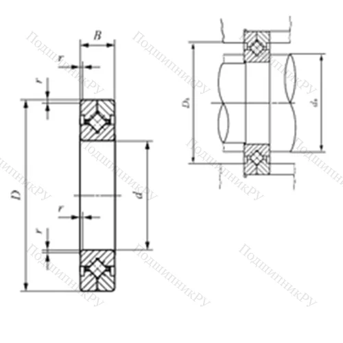 Подшипник роликовый упорно-радиальный с четырехточечным контактом CRBC 11020