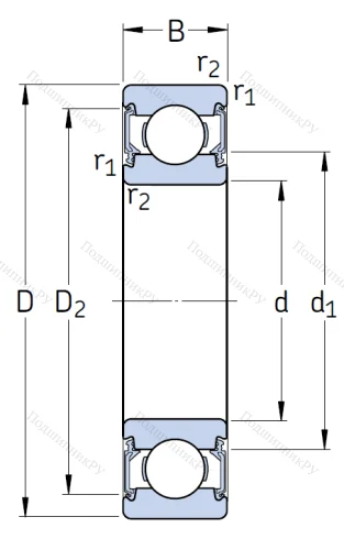 Однорядный шариковый подшипник 6203 2RSH/C 3 от производителя  SKF