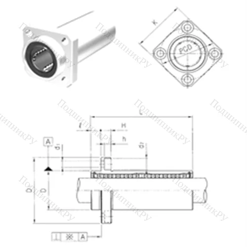 Подшипник шариковый линейный LMKP 6L от производителя  Samick