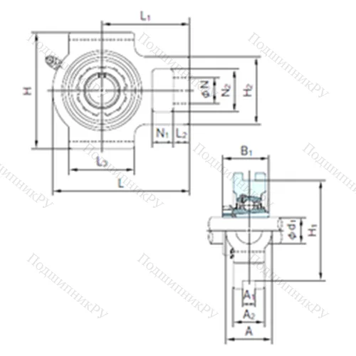 Подшипниковый узел шариковый радиальный UKTX 05+H 2305