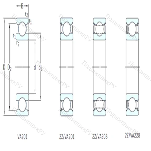Подшипник шариковый радиальный 6208/VA 201