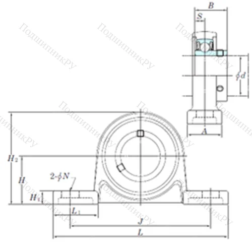 Подшипниковый узел шариковый радиальный USP 001S 6 от производителя  KOYO