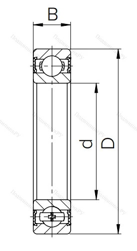 Шариковый однорядный подшипник 180202 (6202 2RS)