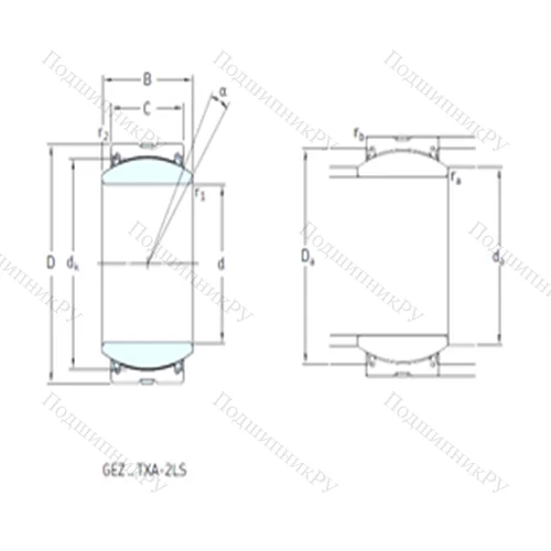 Подшипник скольжения сферический GEZ 408TXA-2LS от производителя  SKF