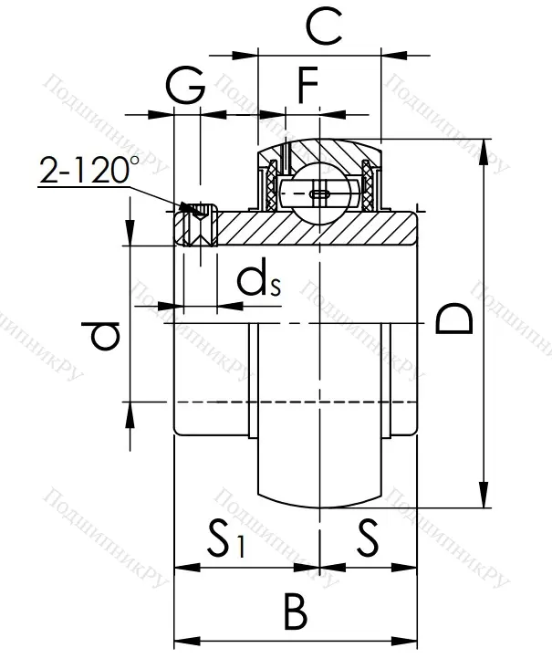 Корпусный подшипник UC 207 (480207 ГОСТ)