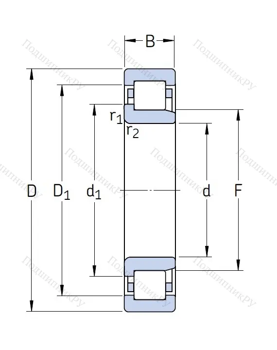 Роликовый цилиндрический подшипник NJ 2309 ECP от производителя  SKF