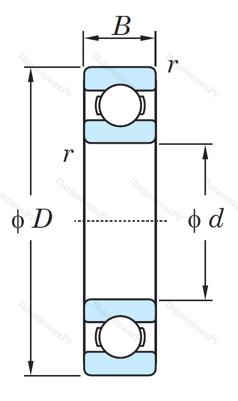 Однорядный шариковый подшипник 6316 C 3