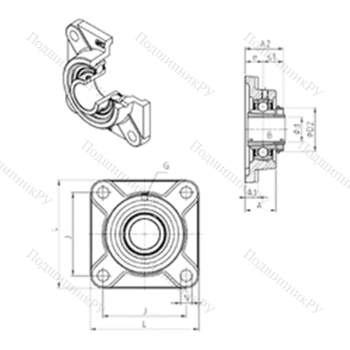 Подшипниковый узел шариковый радиальный UKF 316H