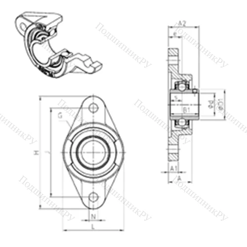 Подшипниковый узел шариковый радиальный UCFL 204 от производителя  SNR