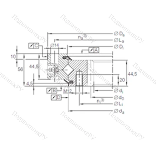 Подшипник роликовый опорно-поворотный XSI 14 0744 N