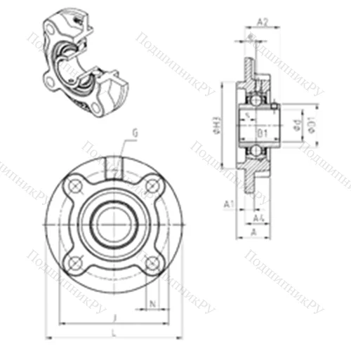 Подшипниковый узел шариковый радиальный UCFC 201 от производителя  SNR