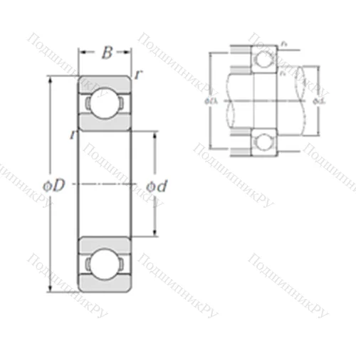 Подшипник шариковый радиальный 6805 от производителя  NTN