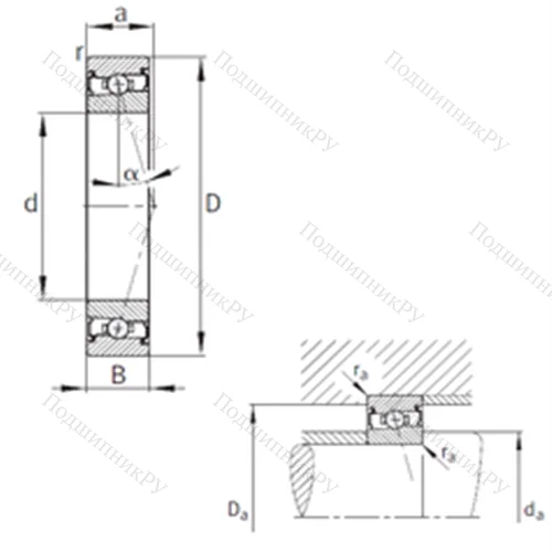 Подшипник шариковый радиально-упорный HCS 7001-C-T-P 4S