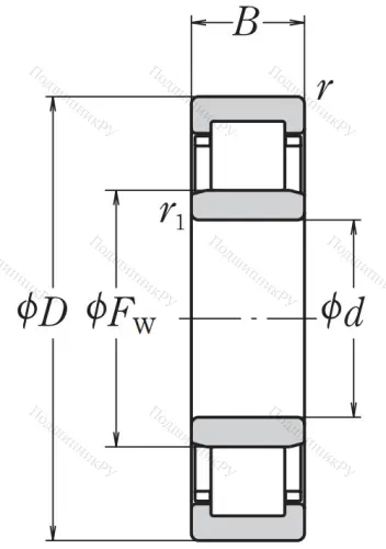 Роликовый цилиндрический подшипник NU 212 EW C 3 от производителя  NSK Роликовый цилиндрический подшипник NU 212 EW C 3 от производителя  NSK