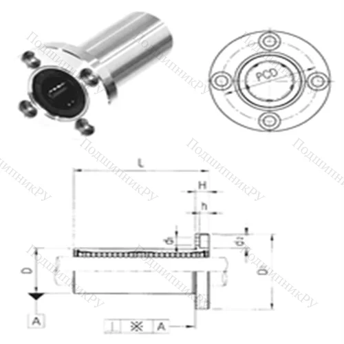 Подшипник шариковый линейный LMEF 12L от производителя  Samick