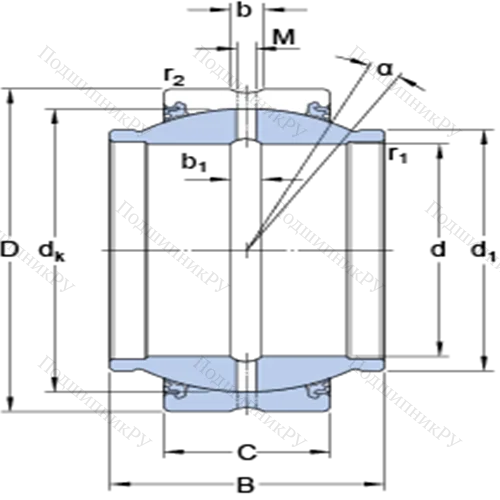 Радиальные сферические подшипники скольжения с контактными поверхностями сталь/сталь, требующие техобслуживания