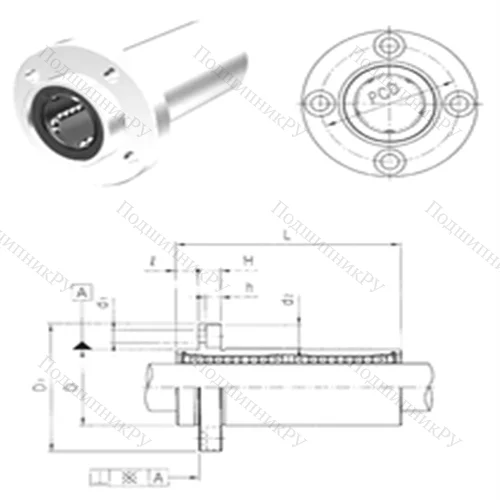 Подшипник шариковый линейный LMEFP 12L от производителя  Samick
