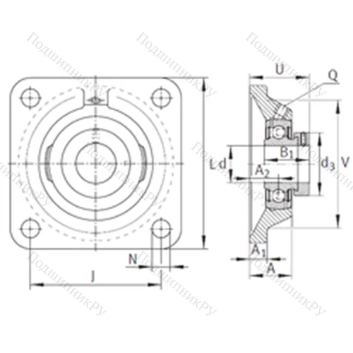 Подшипниковый узел шариковый радиальный PCJ 1-15/16 от производителя  INA