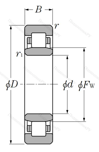 Роликовый цилиндрический подшипник NU 2306 от производителя  NTN Роликовый цилиндрический подшипник NU 2306 от производителя  NTN