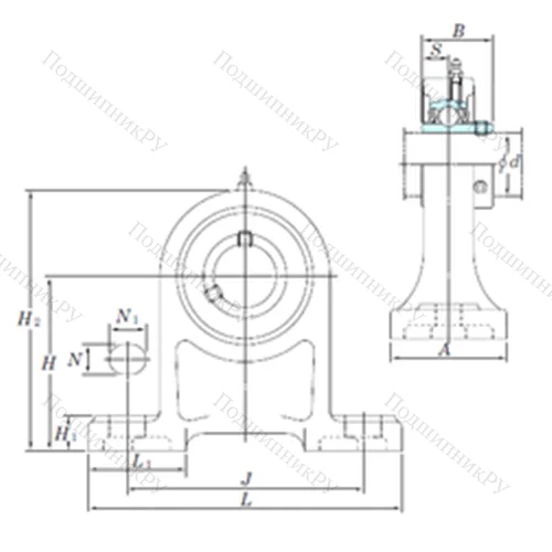 Подшипниковый узел шариковый радиальный UCPH 206-18 от производителя  KOYO