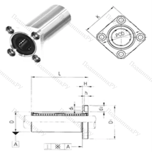 Подшипник шариковый линейный LMEK 12LUU от производителя  Samick
