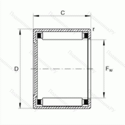 Подшипник роликовый игольчатый с одним наружным штампованным кольцом, закрытым с одной стороны BCE 88