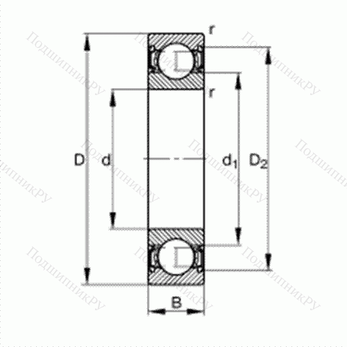 Подшипник шариковый радиальный 61816-2RSR-Y от производителя  FAG Подшипник шариковый радиальный 61816-2RSR-Y от производителя  FAG
