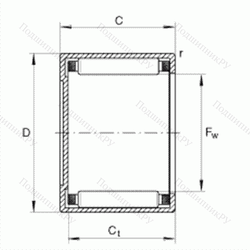 Подшипник роликовый игольчатый с одним наружным штампованным кольцом, закрытым с одной стороны BK 0808