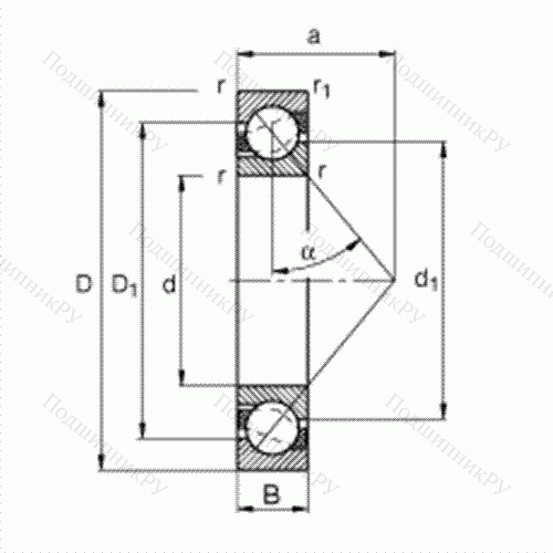 Подшипник шариковый радиально-упорный 7322-B-JP от производителя  FAG Подшипник шариковый радиально-упорный 7322-B-JP от производителя  FAG