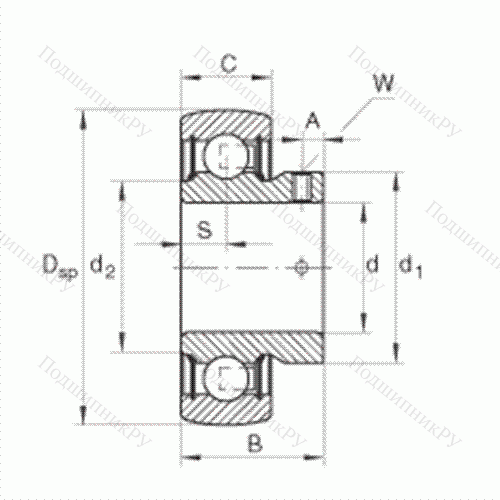 Подшипник шариковый закрепляемый AY 15-NPP-B от производителя  INA Подшипник шариковый закрепляемый AY 15-NPP-B от производителя  INA