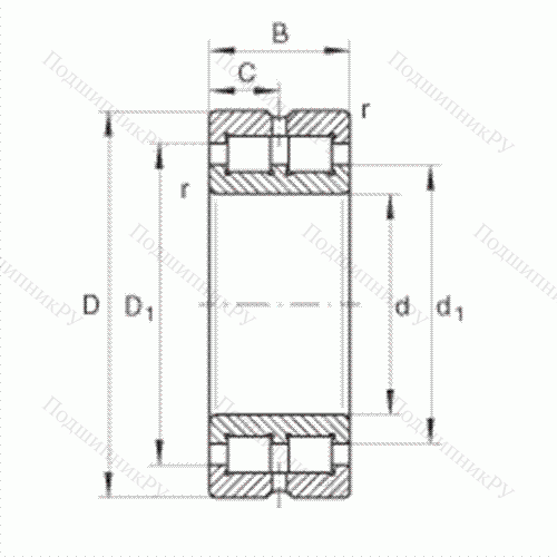 Подшипник роликовый радиальный SL 014932 от производителя  INA